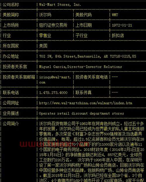 沃尔玛股票代码
